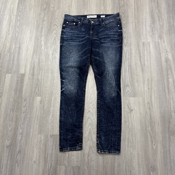 BKE Payton Jeans Mens 34x33.5 Straight Leg Stretch Mid Rise Distressed Denim - Picture 1 of 12